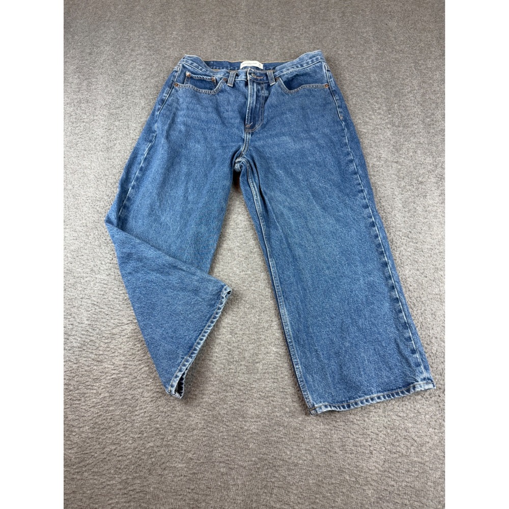 Abercrombie & Fitch Wide Leg Jeans Women's 28 Short Blue Curve Love Mid Rise